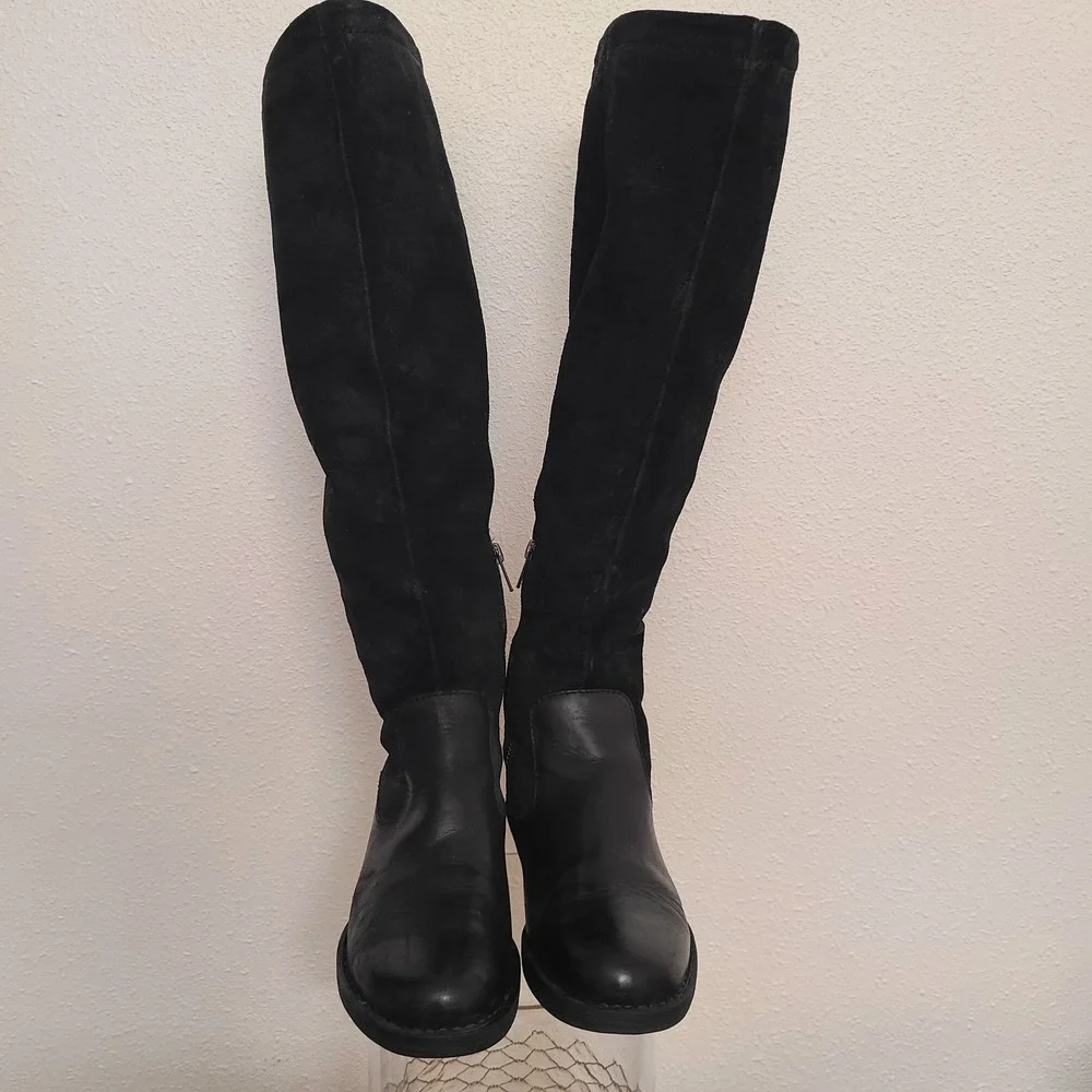 Born Laguna US 6.5 Tall Knee High‎ Black Riding Boots Leather Preppy Equestrian